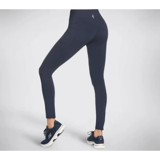 Skechers GO WALK Wear High Waisted Legging Knit Activewear for Women, featuring GO FLEX Moisture Wicking Fabric, Chafe Free Seams, and Exterior Side Pockets, in Navy, Size XS - Skechers - Image 3