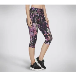 Skechers GoFlex Ultraviolet Capri Leggings Black Floral Print Medium