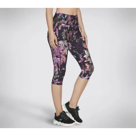 Skechers GoFlex Ultraviolet Capri Leggings Black Floral Print Medium - Skechers - Image 2