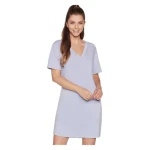 Skechers SkechLuxe Restful Short Sleeve Dress Lavender M Women's Clothing - Skechers