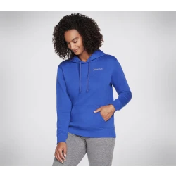 Skechers Signature Women's Pullover Hoodie Blue Medium SKECH SWEATS Fleece Attached Hood Kangaroo Pocket Long Sleeves WHD116 GURY Comfortable Classic Knit 1 Piece