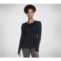 Skechers Go Walk Wear GO DRI Swift Long Sleeve Crew Top for Women Black Color Made from Moisture Wicking and Quick Drying Fabric Size Small Perfect for Everyday Comfort and Style