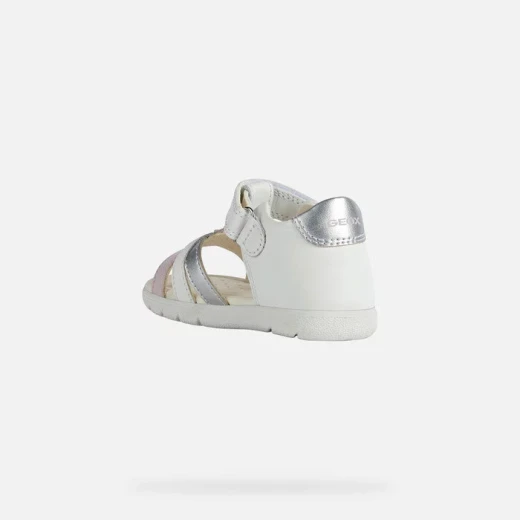 Alul Baby Girls Sandals White Pink 24 Lightweight Breathable - Geox - Image 4