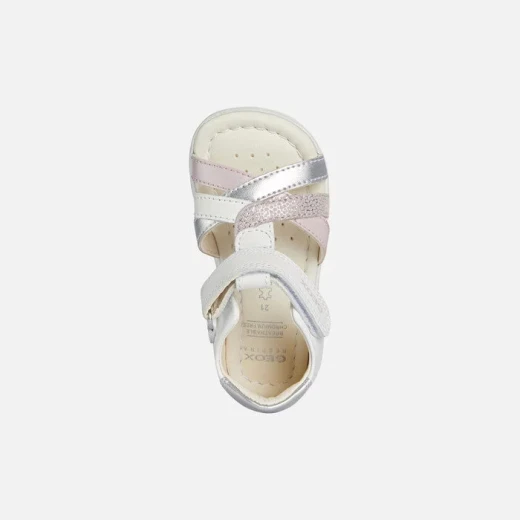 Alul Baby Girls Sandals White Pink 24 Lightweight Breathable - Geox - Image 5