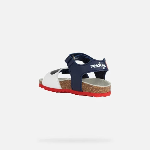 Geox Chalki Baby Sandals Navy Blue Mickey Mouse Print First Step Adjustable 23. Breathable Anatomical Design for Summer Comfort. Easy Fastening and Durable Leather Effect Material. - Geox - Image 4