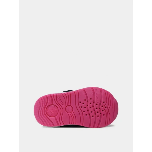 RISHON BABY Biglia Navy First Steps Shoes for Girls, Breathable and Comfortable Nappa Leather Toddler Footwear with Fuchsia Pink Detailing, Sizes 23, Easy On and Off - Geox - Image 4