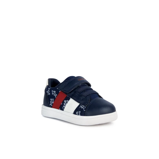 حذاء رياضي Geox BAYB DJROCK Navy للأولاد: حذاء رياضي خفيف الوزن ومريح من القماش، يتميز بتصميم مستوحى من التنس وزخارف حيوانات لطيفة، مقاسات 22. - بَيب - Image 3