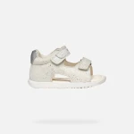 Macchia Baby Macchia Baby Girls' Sandal White Suede First Steps with Double Riptape Closure, Closed Back for Support and Protection, Size 26. SKU: B254WA.007BC.C0459 - Geox