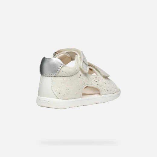 Macchia Baby Macchia Baby Girls' Sandal White Suede First Steps with Double Riptape Closure, Closed Back for Support and Protection, Size 26. SKU: B254WA.007BC.C0459 - Geox - Image 4