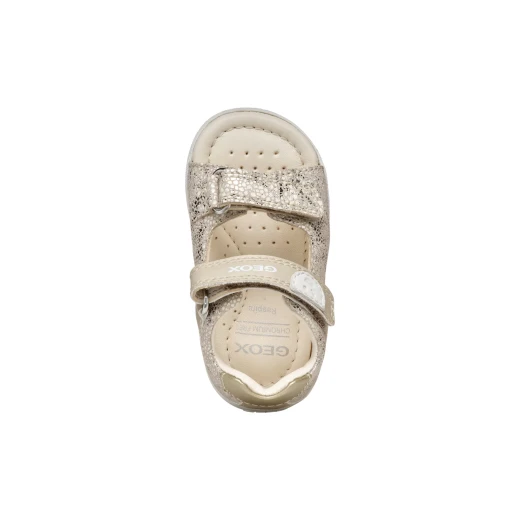 Geox Macchia Baby Sandals Beige Suede Leather 24 First Steps Shoes for Baby Girls Closed Back Double Riptape Closure Flexible Lightweight Support Protection - Geox - Image 10
