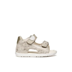Geox Macchia Baby Sandals Beige Suede Leather 24 First Steps Shoes for Baby Girls Closed Back Double Riptape Closure Flexible Lightweight Support Protection
