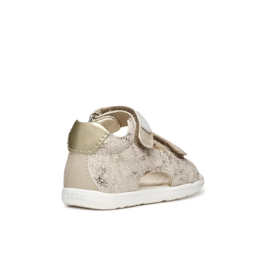 Geox Macchia Baby Sandals Beige Suede Leather 24 First Steps Shoes for Baby Girls Closed Back Double Riptape Closure Flexible Lightweight Support Protection - Geox - Image 6