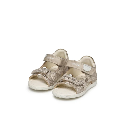 Geox Macchia Baby Sandals Beige Suede Leather 24 First Steps Shoes for Baby Girls Closed Back Double Riptape Closure Flexible Lightweight Support Protection - Geox - Image 9