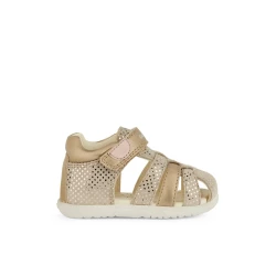 IUPIDOO BABY Macchia Sandal in Beige for Little Girls 23 Closed Toe Design, Pearlescent Leather Effect, Comfortable Fit, Summer Casual Wear, B254WB.007NF.C0871