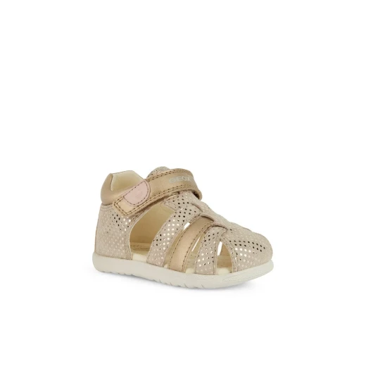 IUPIDOO BABY Macchia Sandal in Beige for Little Girls 23 Closed Toe Design, Pearlescent Leather Effect, Comfortable Fit, Summer Casual Wear, B254WB.007NF.C0871 - Geox - Image 3