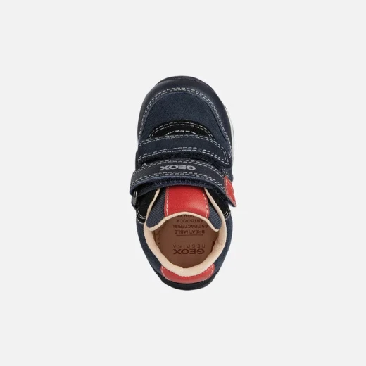 Geox Each Baby Navy Blue Leather and Suede First Steps Shoes for Little Explorers with Red Detailing, Easy Velcro Closure, Size 24 - Geox - Image 5