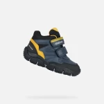 Geox Baltic ABX Baby Waterproof Mountain Boots Navy Blue Ochre Yellow Combination for Little Boys 22 Size Winter Outdoor Protection Comfortable and Stylish Design - Geox
