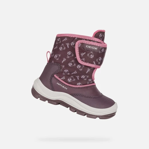 Geox Flanfil ABX Baby Girls' Waterproof Ankle Boots in Pink with Leather-Effect Upper and Printed Nylon, Perfect for Cold Winter Days, Size 22 - Geox - Image 2