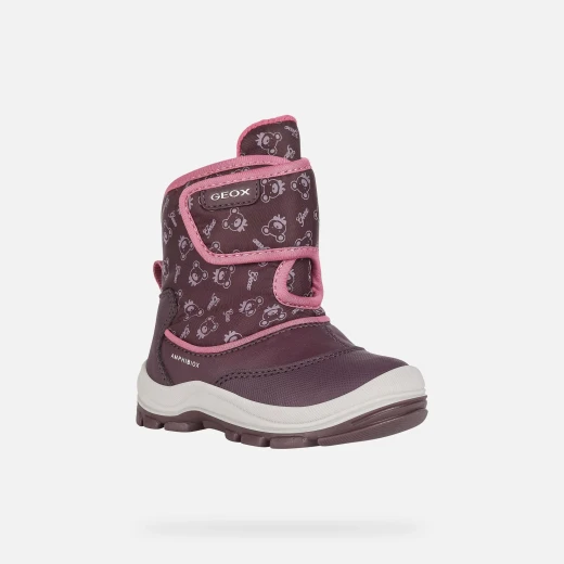 Geox Flanfil ABX Baby Girls' Waterproof Ankle Boots in Pink with Leather-Effect Upper and Printed Nylon, Perfect for Cold Winter Days, Size 22 - Geox - Image 3