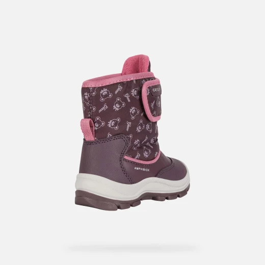Geox Flanfil ABX Baby Girls' Waterproof Ankle Boots in Pink with Leather-Effect Upper and Printed Nylon, Perfect for Cold Winter Days, Size 22 - Geox - Image 4