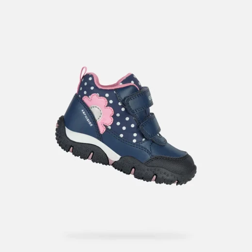 Geox Baltic ABX Baby Girls Waterproof Mountain Boots Navy Fuchsia 22 - Geox - Image 2