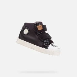 Geox Kilwi Baby Mid Cut Sneakers Black Recycled Nappa Suede WWF Collaboration Toddler Shoes Size 24 Comfortable Breathable Sustainable Design Fast Delivery and Easy Exchange