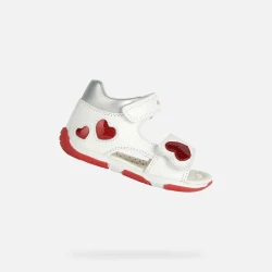 TAPUZ Baby Girls' Sandals White Breathable First Step Sandals with Heart Detail Size 22 for Sweet Outfit. Crafted from Nappa and Glittering Patent, Fast Delivery