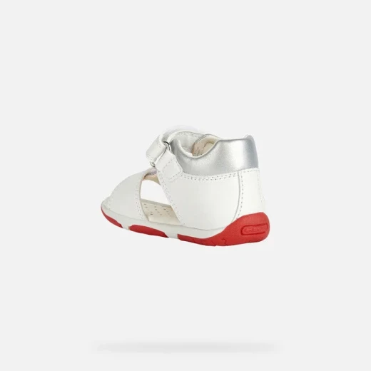 TAPUZ BABY Girls' First Step Sandals White Breathable with Heart Detail Nappa and Glitter Patent 24 for Baby Girls Lightweight Flexible Sole Fast Delivery and Easy Exchange - Geox - Image 4