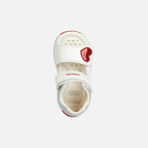 TAPUZ BABY Girls' First Step Sandals White Breathable with Heart Detail Nappa and Glitter Patent 24 for Baby Girls Lightweight Flexible Sole Fast Delivery and Easy Exchange - Geox - Image 5