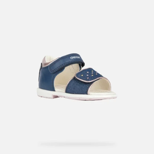 Geox Verred Baby Girls Sandals Airforce Blue Pink Rhinestones 24 - Geox - Image 3