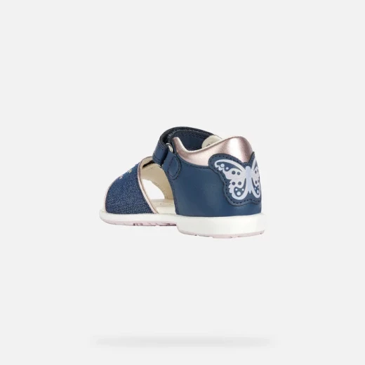 Geox Verred Baby Girls Sandals Airforce Blue Pink Rhinestones 24 - Geox - Image 4