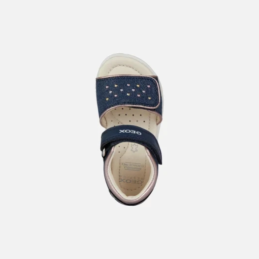 Geox Verred Baby Girls Sandals Airforce Blue Pink Rhinestones 24 - Geox - Image 5