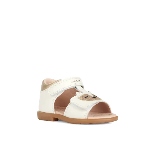Geox Baby Verred Sandals White 24: Breathable Nappa Leather Toddler Sandals with Double Riptape Closure, Closed Back for Stability & Protection, Lightweight Design for Girls - Geox - Image 3