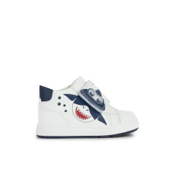 Geox Baby Biglia First Steps Sneakers White Color with Fun Printed Details for Baby Boys, Comfortable Breathable Design, Size 23, Fast Delivery and Easy Exchange