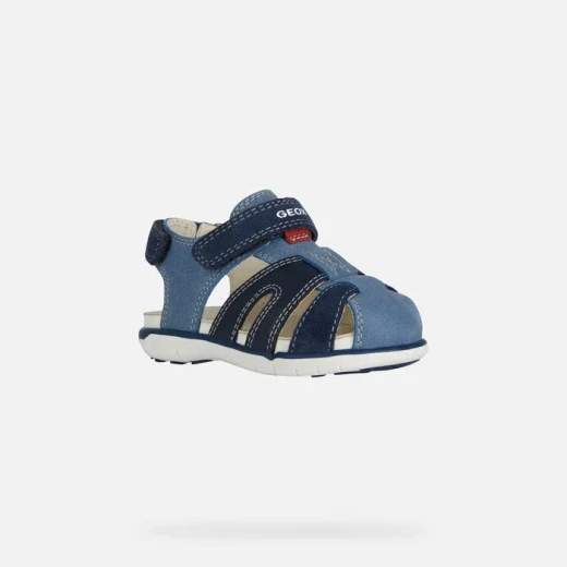 Delhi Baby Boys' Casual Blue Leather Sandals with Adjustable Straps - Geox - Image 3