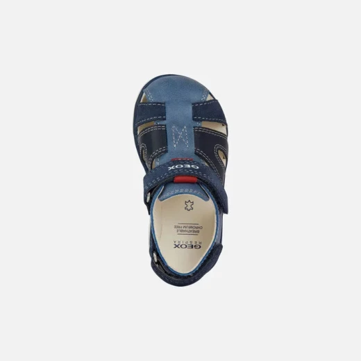 Delhi Baby Boys' Casual Blue Leather Sandals with Adjustable Straps - Geox - Image 5