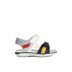 Geox Baby Delhi Sandals White Leather Effect Adjustable Open Toe Summer Footwear for Baby Boys Size 23 Lightweight Cushioning Fast Delivery Easy Exchange