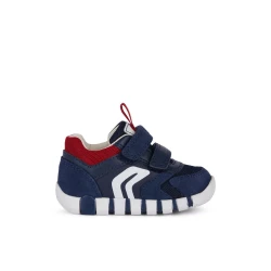 Geox Eclyper Baby Navy Suede and Mesh Sneakers for Baby Boys Size 22, Lightweight Breathable First Steps Shoes with Cushioned Comfort