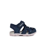 Geox Baby Flaffee Sandals Navy Size 24 Closed Toe Breathable Leather Effect Mesh Riptape Closure with Printed Details for Baby Girls Comfortable and Stylish - Geox