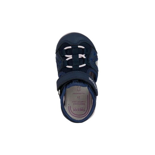 Geox Baby Flaffee Sandals Navy 26 Closed Toe Breathable Leather Effect Mesh Riptape Closure for Baby Girls with Printed Details Comfortable and Stylish - Geox - Image 6