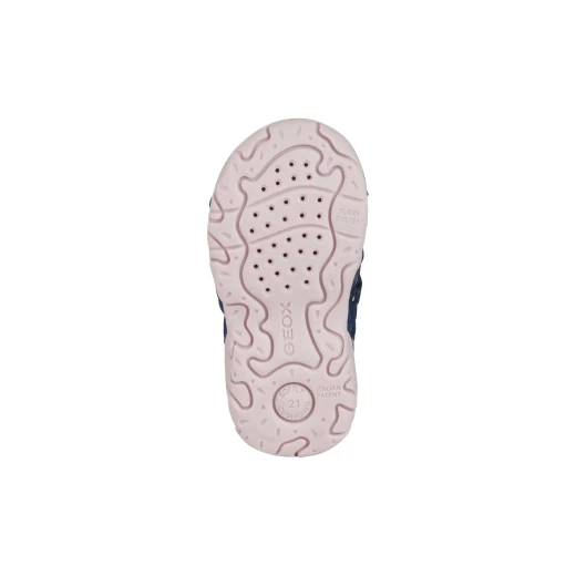 Geox Baby Flaffee Sandals Navy Size 24 Closed Toe Breathable Leather Effect Mesh Riptape Closure with Printed Details for Baby Girls Comfortable and Stylish - Geox - Image 7