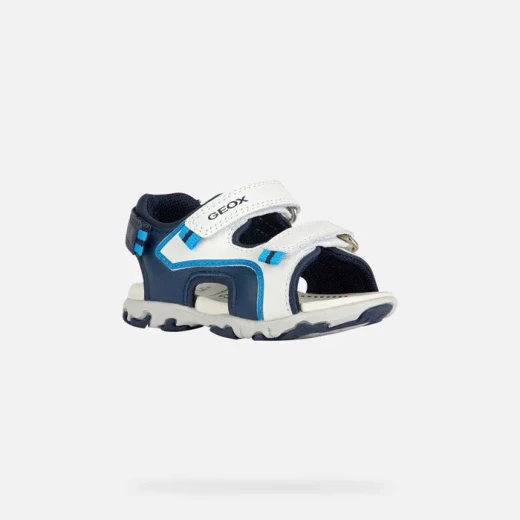 Geox Flaffee Baby Boys Sandals White Navy 26 Open Toe Breathable - Geox - Image 3