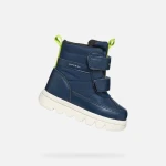 Geox Willaboom ABX Baby Waterproof Ankle Boots Navy Blue and Lime Green Sporty Design with Double Riptape Closure for Easy Foot Entry, Available in Size 22, B365BG.0FU54.C0749 - Geox