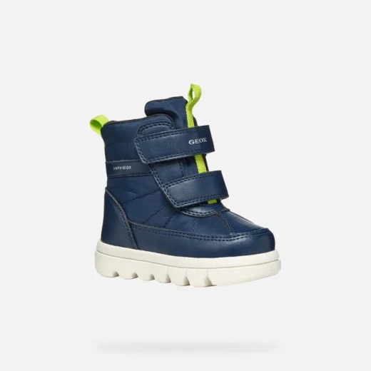 Geox Willaboom ABX Baby Waterproof Ankle Boots Navy Blue and Lime Green Sporty Design with Double Riptape Closure for Easy Foot Entry, Available in Size 22, B365BG.0FU54.C0749 - Geox - Image 3