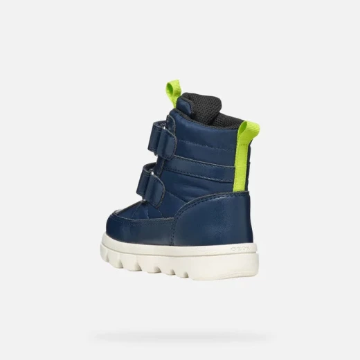 Geox Willaboom ABX Baby Waterproof Ankle Boots Navy Blue and Lime Green Sporty Design with Double Riptape Closure for Easy Foot Entry, Size 26 - Geox - Image 4