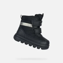 Geox Willaboom ABX Baby Waterproof Ankle Boots Black, Boys' Cosy Winter Boots with Double Riptape Closure, Outdoor Energy, Size 22, Fast Delivery and Easy Exchange