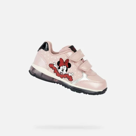Geox Todo Baby Minnie Mouse Sneakers Antique Rose Size 23 Toddler Shoes Breathable Pearlescent Leather Effect Patent Design with Lights for Girls - Geox - Image 2