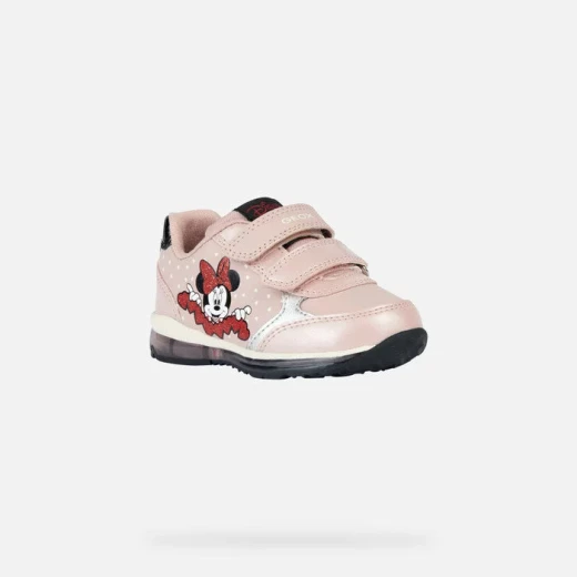 Geox Todo Baby Minnie Mouse Sneakers Antique Rose Size 23 Toddler Shoes Breathable Pearlescent Leather Effect Patent Design with Lights for Girls - Geox - Image 3