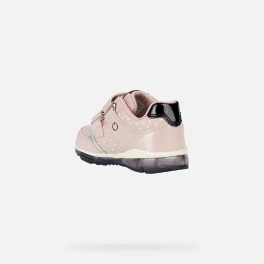 Geox Todo Baby Minnie Mouse Sneakers Antique Rose Size 23 Toddler Shoes Breathable Pearlescent Leather Effect Patent Design with Lights for Girls - Geox - Image 4