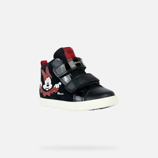 Geox Kilwi Baby Minnie Mouse Sneakers Black Leather Suede Patent 23 Breathable Urban Style Disney Collaboration Comfortable Flexy Design Fast Delivery Easy Exchange - Geox - Image 3